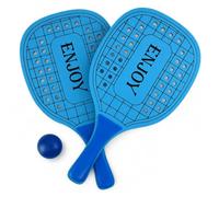 Juego de 2 Palas de Playa de Madera Azul con Pelota Incluida | Raquetas de Playa para Niños y Adultos | Set Beach Tennis para Playa, Piscina, Jardín y Vacaciones