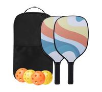 Juego de 2 palas ligeras con comodidad ergonómica incluidas 4 bolas y 1 bolsa de transporte portátil, construcción de madera alta para una durabilidad resistente, perfil bajo, protección contra daños