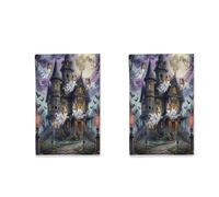 Juego de 2 paños de cocina de Halloween Haunted House Rough Collie Dog para cocina, paños de cocina de secado rápido, divertido estampado de fantasma, regalo aterrador de inauguración de la casa para