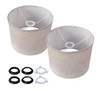 Juego de 2 pantallas de lámpara de lino beige, diámetro 28 cm x altura 22,5 cm, pantallas cilíndricas de tela, montaje fácil, pantallas de repuesto para lámparas de mesa y lámparas de pie con