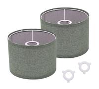 Juego de 2 pantallas de tambor grises, 20 cm de diámetro x 15 cm de alto, pantalla de lino con accesorio de araña y anillo reductor E14, para mesita de noche, sala de estar o lámpara colgante