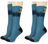 Juego De 2 Papá Noel Volando Sobre El Paisaje Urbano Feliz Navidad Unisex Calcetin De Senderismo Antiolores Calcetines De Atletismo Antiampollas Calcetines De Running Para Tenis Maratón Camping