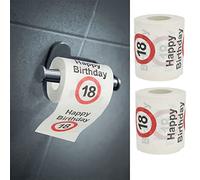 Juego de 2 papeles higiénicos "Happy Birthday18", 24 metros, 2 capas, 180 g/m², papel higiénico con diseño de 18 cm (2 x papel higiénico 18)