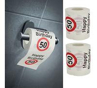 Juego de 2 papeles higiénicos "Happy Birthday50", 50 cumpleaños, 24 metros, 2 capas, 180 g/m², papel higiénico (2 papeles higiénicos 50)