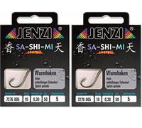 Juego de 2 paquetes (20 unidades) de ganchos para gusanos de Jenzi, listos para encuadernar, 2, 4, 5, 6, 8, 10, 12, 14, 50 cm + pegatinas gratis de Petri Heil! (tamaño de gancho, 5)