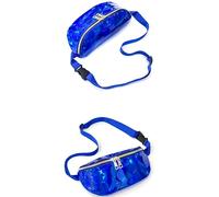 Juego de 2 Paquetes de Fanny holográficos,Bolsillos de PU holográficos,Bolsillos de PVC Impermeables y Brillantes,Deportes al Aire Libre para Correr y Montar a pie (Azul)