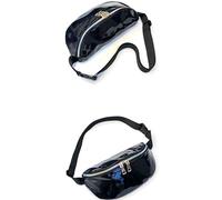Juego de 2 Paquetes de Fanny holográficos,Bolsillos de PU holográficos,Bolsillos de PVC Impermeables y Brillantes,Deportes al Aire Libre para Correr y Montar a pie (Negro)