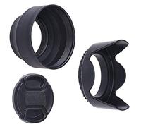 Juego de 2 parasoles de Lente de cámara de 49 mm y 1 Tapa de Lente, Goma (Plegable) + Flor de tulipán, Parasol/Escudo, Reduce el Destello y el deslumbramiento de la Lente, bloquea el Exceso de luz