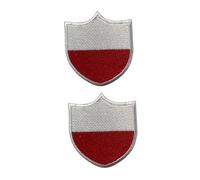 Juego de 2 parches de bandera de escudo de todos los países, 6,35 x 5,5 cm, insignia bordada de bandera nacional para viajes, chaquetas, mochilas, sombreros, ropa y manualidades (Polonia)
