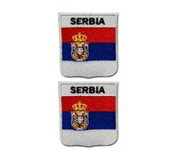 Juego de 2 parches de bandera de escudo de todos los países con nombre, insignia bordada para planchar o coser de 6 x 7 cm, emblema nacional para chaquetas, mochilas, sombreros, chalecos, bolsas y