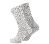 Juego de 2 pares de calcetines noruegos (calcetines de lana), tejidos, unisex gris 39-42
