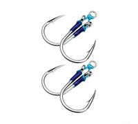 Juego de 2 pares de ganchos dobles de acero de alto carbono para asistencia eléctrica, para pesca de agua salada, atún, marlin, pez espada y pelágicos (11/0#)