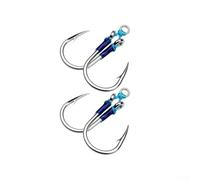 Juego de 2 pares de ganchos dobles de acero de alto carbono para asistencia eléctrica, para pesca de agua salada, atún, marlin, pez espada y pelágicos (7/0#)