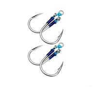 Juego de 2 pares de ganchos dobles de acero de alto carbono para asistencia eléctrica, para pesca de agua salada, atún, marlin, pez espada y pelágicos (9/0#)