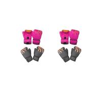 Juego de 2 pares de guantes de boxeo para niños, fitness, ejercicio, MMA, Muay Thai, color rosa y negro, 15 x 23 cm