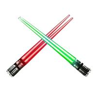 Juego de 2 Pares de Palillos Chinos Lightsaber Iluminados, Rojo y Verde