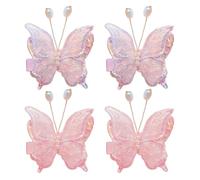 Juego De 2 Pares De Pinzas Para El Pelo Para Niñas, Pinzas Para El Pelo De Bebé, Pinzas Para El Pelo De Mariposa Para Niñas, Accesorios Para El Pelo Rosa Para Niñas, Morado)
