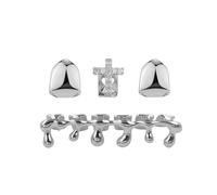 Juego de 2 parrillas de dientes para mujer, doradas, plateadas, para tus dientes, punk, diamantes de imitación, cruz hueca, corazón, estrella, tapón de dientes, joyería hip-hop, regalo para mujeres y