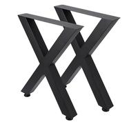 Juego de 2 patas de mesa de forma x juego de patas de mueble DIY para mesa baja banco (71 x 61 cm), color negro mate
