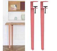 Juego de 2 patas de mesa de hierro ajustables, extraíbles y fáciles de instalar, con forma de F, para mesa de centro, banco, consola de muebles, diseño sin perforaciones, 71 cm, color amaril