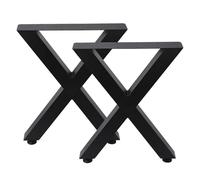 Juego de 2 patas de mesa en X de acero al carbono - Altura 40 cm x ancho 48 cm - Industriales para mesa de café o banco - Pies ajustables con protector - Alta resistencia y estabilidad - Ideales para