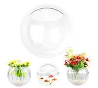 Juego de 2 peceras para colgar en la pared, acrílico transparente, para colgar en la pared, para decoración del hogar, 15 cm