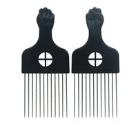 Juego de 2 peines afro de metal, peine de peinado trenzado para mujeres y hombres