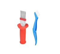 Juego de 2 peines de láminas, kit de limpieza para aire acondicionado y refrigerador, peine de limpieza para láminas de condensador, metal y plástico, cerdas suaves y duras, diseño de cerdas dobles