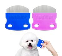 Juego de 2 peines para ojos de mascotas y pulgas, removedor de manchas de lágrimas de acero inoxidable para perros y gatos, puntas redondeadas suaves para eliminar con precisión las manchas de ojos