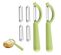 Juego de 2 peladores de verduras de acero inoxidable con 4 cuchillas de repuesto, pelador universal compatible con Tupperware, WMF, Fackelmann, pelador de patatas Solingen, pelador de frutas, pelador