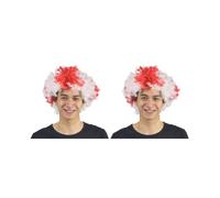 Juego de 2 pelucas de payaso rizadas para Navidad, pelo sintético para fanáticos del fútbol, fiestas, multicolor, disfraz divertido de Inglaterra