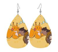 Juego de 2 pendientes de cuero con forma de lágrima con diseño de ardilla y semillas de girasol VVXBHGR con ganchos ligeros de plata 925 para decoración de fiestas