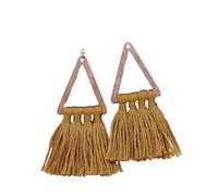 Juego de 2 pendientes de gota de estilo pastoral bohemio para mujer, estilo vintage, coloridos, conjuntos de geomerrtry de madera, tejer a mano, vacaciones, fiestas, escenario, talla única, Ágata