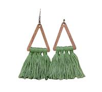 Juego de 2 pendientes de gota de estilo pastoral bohemio para mujer, estilo vintage, coloridos, conjuntos de geomerrtry de madera, tejer a mano, vacaciones, fiestas, escenario, talla única, Ágata