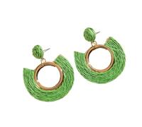 Juego de 2 pendientes largos hechos a mano con diseño de gota de agua de punto de ratán arcoíris para mujer, chapado en oro, joyería de playa, talla única, Ágata