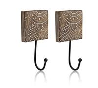 Juego de 2 perchas decorativas de madera y hierro fundido, estilo rústico, estilo vintage, para colgar en la pared, para colgar abrigos, abrigos, toallas, puertas, perchas, para pasillos, salones