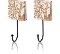 Juego de 2 perchas decorativas de madera y hierro fundido, estilo vintage, rústico, para colgar en la pared, chaqueta, bata, toalla, puerta perchero para pasillo, sala de estar, entrada, dormitorio