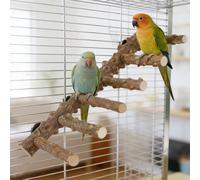 Juego de 2 perchas naturales para pájaros, loros de madera natural, jaula de pájaros para pequeños y medianos loros, periquitos, guacamayos, pájaros del amor (30 x 10 cm)