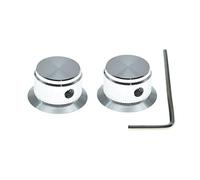 Juego de 2 perillas de aluminio para potenciómetro de 1/4 pulgadas universales para sombrero, perillas de control de tono de volumen para guitarra, bajo, AMPS/preamplificadores, color plateado