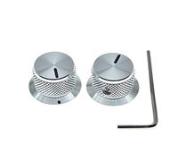 Juego de 2 perillas de aluminio para potenciómetro de 1/4 pulgadas universales para sombrero, perillas de control de tono de volumen para guitarra, bajo, AMPS/preamplificadores, color plateado