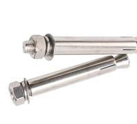 Juego de 2 pernos de expansión M10 de alta resistencia - Anclaje de manguito de tuerca hexagonal de acero inoxidable 304 for hormigón y mampostería(M10x120mm)