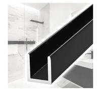 Juego De 2 Piezas Canal En U Profundo Oculto Para Puertas De Ducha Sin Marco, De Aluminio, Guía Inferior De Canal Para Baño, Impermeable(Black,Fit 10mm glass)