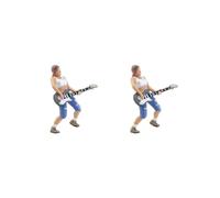 Juego de 2 piezas de 1/64 Mini Tiny Singer People Building Sand Table Scenery Model for Matchbox Women White A
