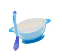 Juego de 2 piezas de alimentación para bebés que incluye cuenco de succión y cuchara de detección de temperatura para una fácil alimentación, juego de vajilla BLW (destete LED para bebé) herramienta