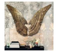 Juego de 2 piezas de arte de pared de metal con alas de ángel, decoración colgante de hierro forjado 3D para interiores y exteriores, sala de estar, dormitorio