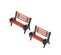 Juego de 2 piezas de bancos de parque en miniatura color marrón, kit de sillas de banco para casa de muñecas, accesorios para decoración de jardín de hadas