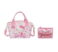 Juego de 2 piezas de bolso de de Hello Kitty - Bolso tote rosa y con correa desmontable, bandolera kawaii con temática de Sanrio, adecuada para viajes, uso diario, tarjetero , regalo