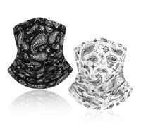Juego de 2 piezas de bufandas multifuncionales, diademas de ciclismo, pasamontañas, mascarillas con protección UV, artículos esenciales para el hogar, adecuados para varios deportes, blanco y negro.