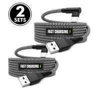 Juego de 2 piezas de cargador de carga rápida tipo C, cable trenzado premium - de USB a USB-C 90°, compatible con for Samsung, Huawei, Xiaomi, Redmi, Oppo, OnePlus y otros múltiples smartphones