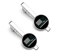 Juego de 2 piezas de clips para corbata y gemelos con el lema "Ejército de Apoyo a las Guerreras contra el Cáncer de Mama" (también disponibles clips redondos para corbata y gemelos).